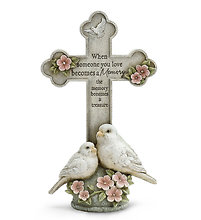 Cross: NP:12999  12\" Cross & Doves Statue