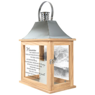 Lantern: Large 17" C57541 "Memories" Nature scene w/LED candle