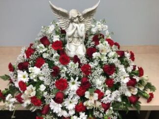 Casket Cover: Angel with Red & White