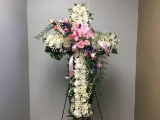 Cross: Cross on Easel with Pinks