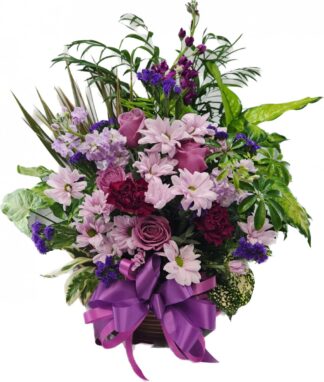 French Garden with Purple Fresh Arrangement