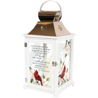 Lantern:Large 19" C57624 Forever in heart Cardinals w/LED candle