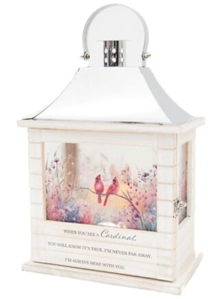 Lantern: 12" C57694 "Cardinal Always here" w/LED candle