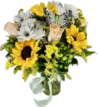 Butterfly & Sunflowers Vase
