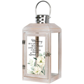 Lantern: 14" C57338 "In Memory" w/ LED Candle