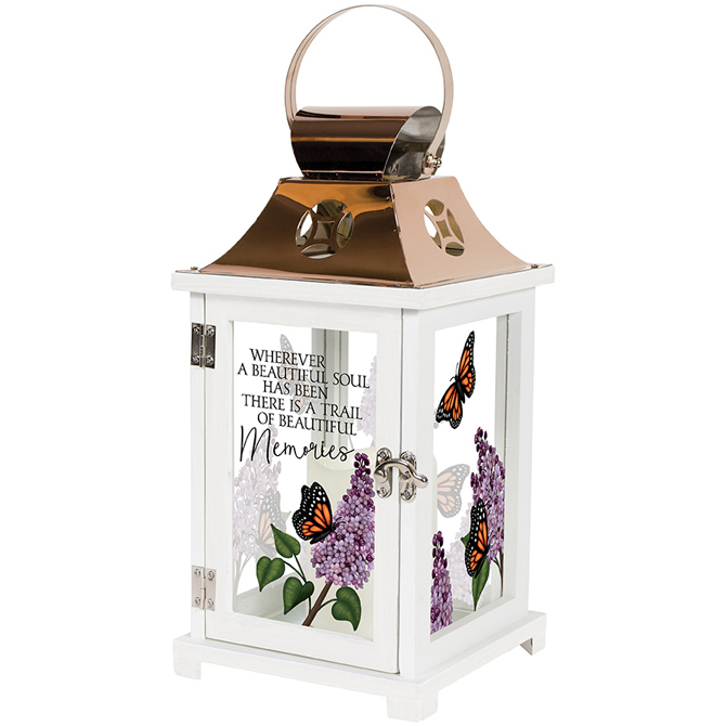 Lantern: 13" C57593 "Beautiful Soul" w/ LED candle