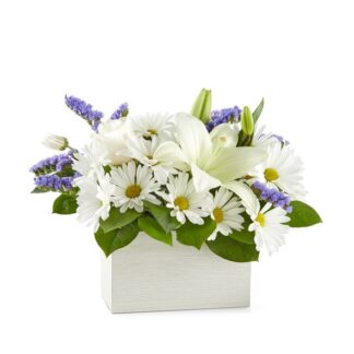 CNB: Beyond Blue Box Bouquet-white wood box