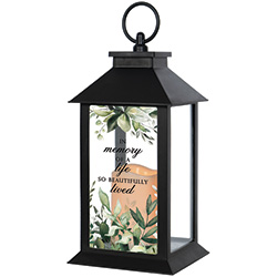Lantern: 13" C57099 "Beautifully Lived" w/ LED Candle
