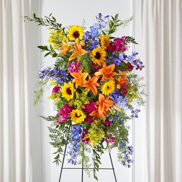 S5322-Sunlit Memories Standing Spray - Armstrong Flowers Inc
