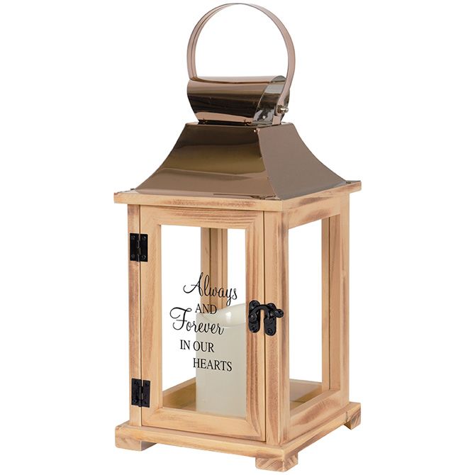 Lantern: 13" C57294 "Always in our hearts" w/LED candle