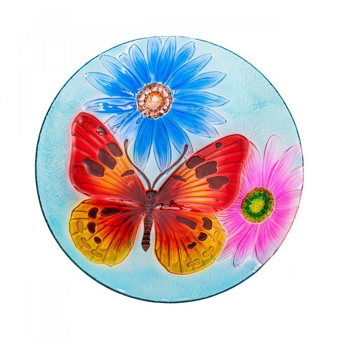 Birdbath: 18" 2GB618 Butterfly & blue flower
