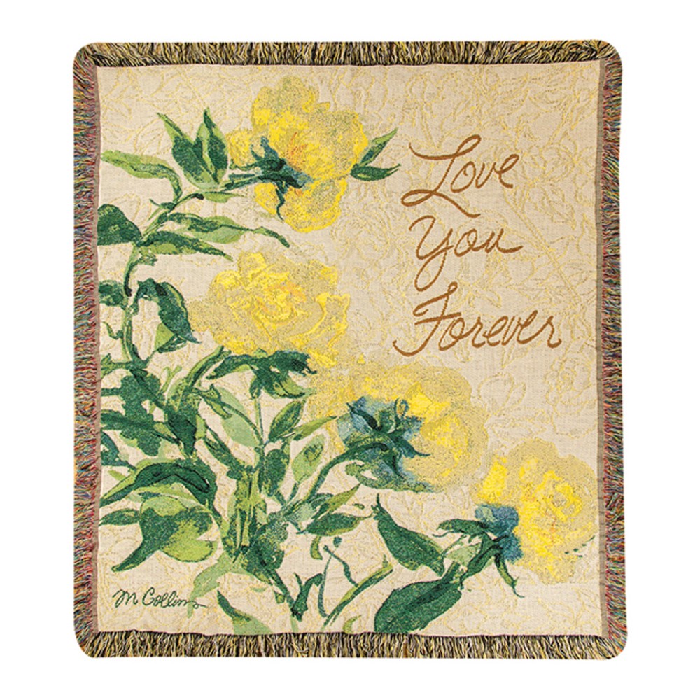 Comfort Throw: Yellow Floral "Love you Forever"