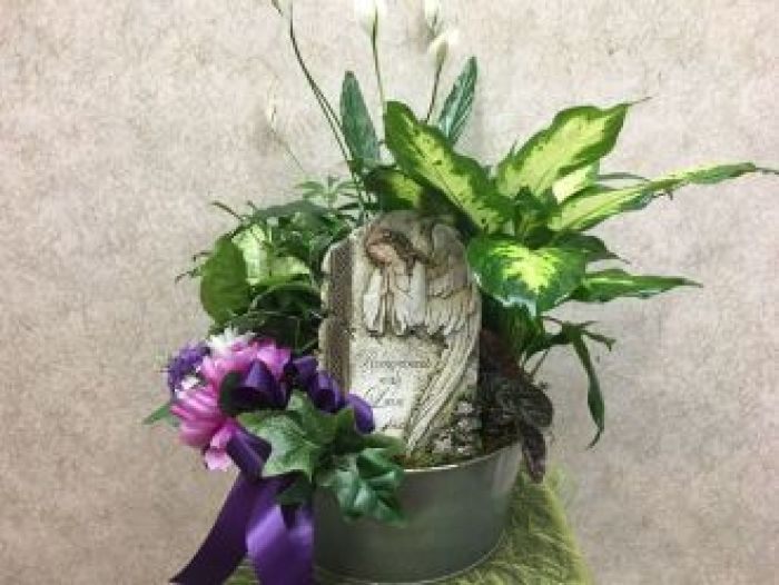 Plant: Green Planter with Memorial Stone