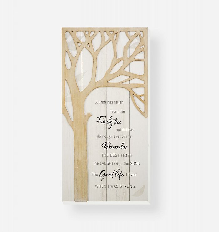 Plaque: Limb has fallen on cream background