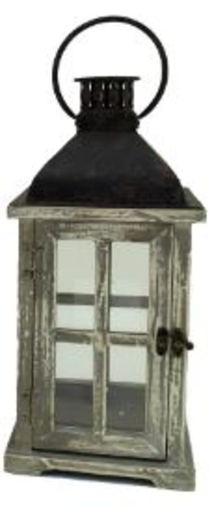Lantern: TRN1602-153s Medium 15\" Greywash wood lantern