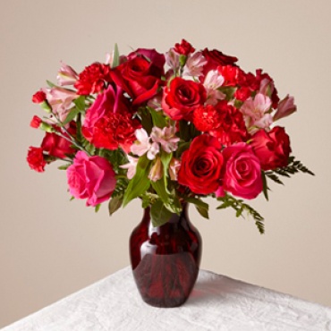 Valentine RUBY Bouquet in Ruby Red vase