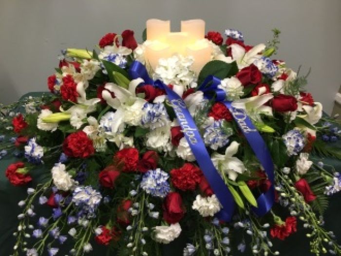 Casket Cover: Patriotic With LED Candles