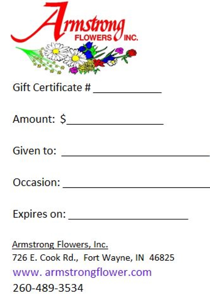 Armstrong Flowers Gift Certificate