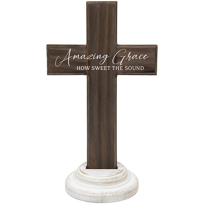Cross: CN27757 12\" Wood \"Amazing Grace\" with stand