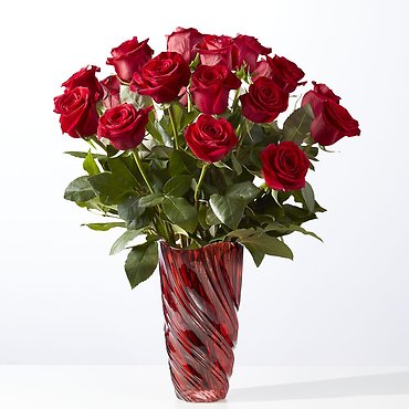 V1R-RV  Classic Love- Roses in Ruby Vase