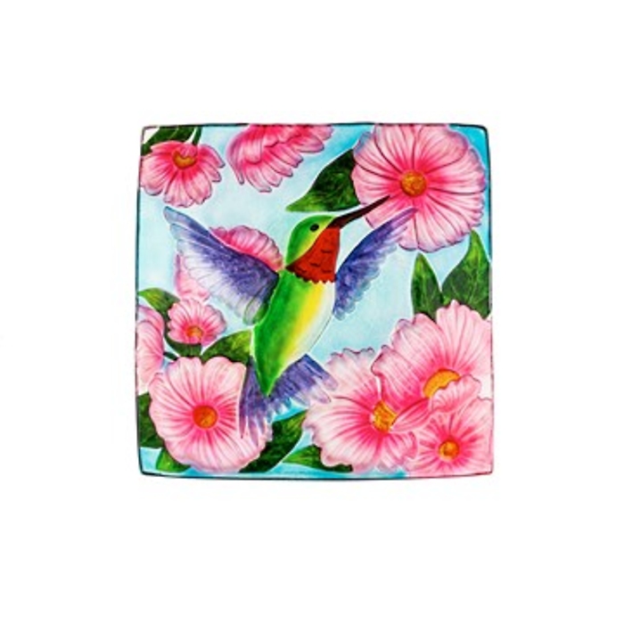 Birdbath: 2GB7002 Hummingbird with Fuchsia flowers