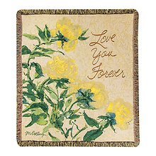 Comfort Throw: Yellow Floral \"Love you Forever\"
