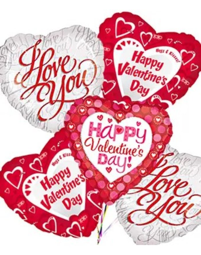 Balloons: Valentine\'s Day Mylar Balloon Bouquet
