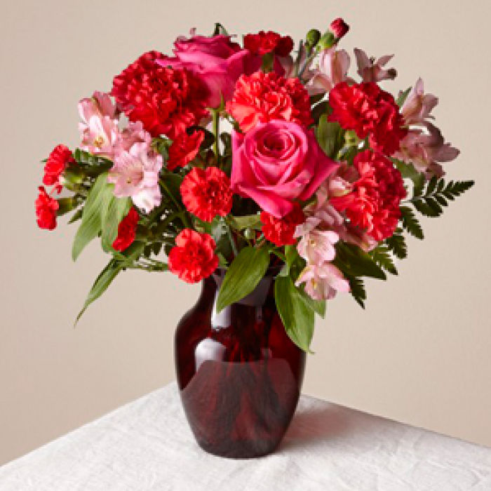 Valentine RUBY Bouquet in Ruby Red vase