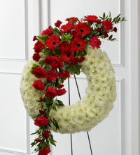 Wreath: Graceful Tribute Wreath-white with red cluster