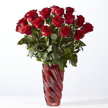 V1R-RV  Classic Love- Roses in Ruby Vase