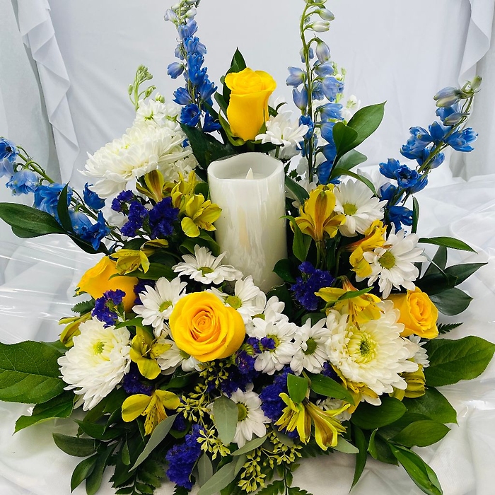 LED Candle: Centerpiece-Blues & Yellows