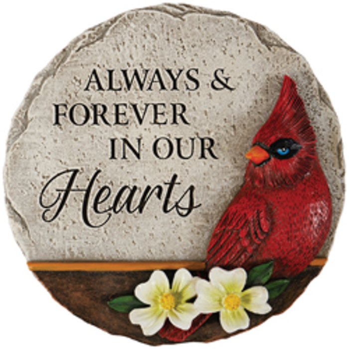 Stone: C12877 5\" Mini Garden Stone Cardinal \"Hearts\"