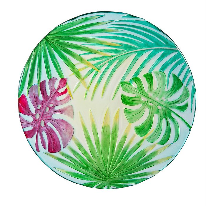 Birdbath: 18\" Palm Beach Tropical Leaves