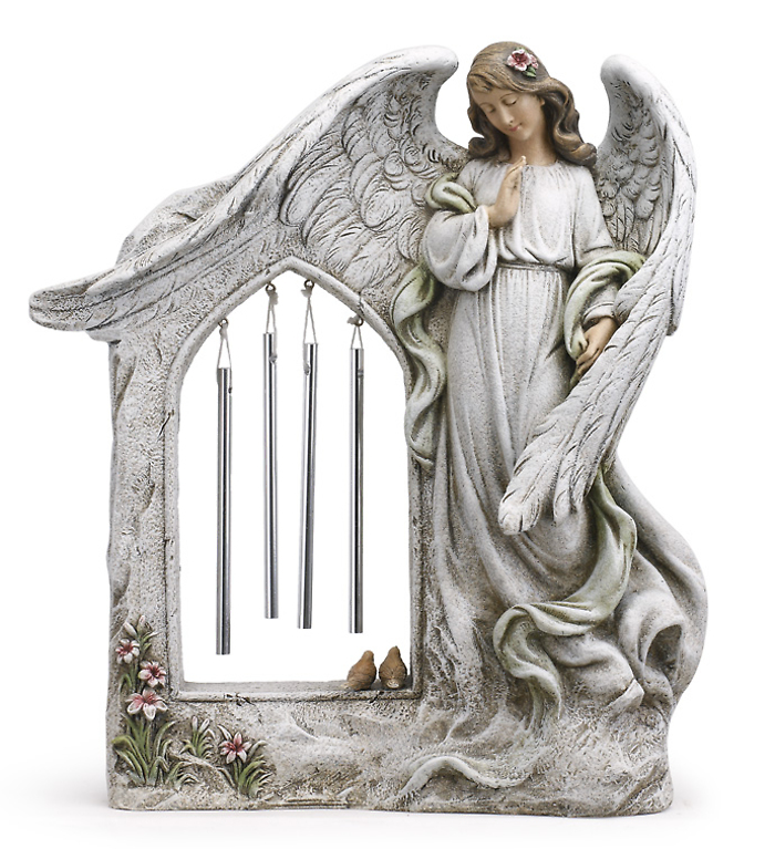 Wind Chime Stone: NP11977 Angel with birds
