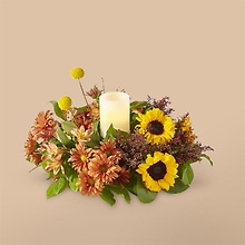 L5465 Honey Spark: Autumn Table Bouquet with Candle