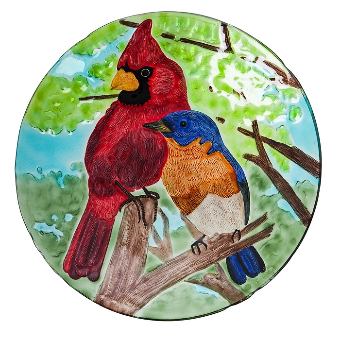 Birdbath: 2GB837 Cardinal & Blue Bird