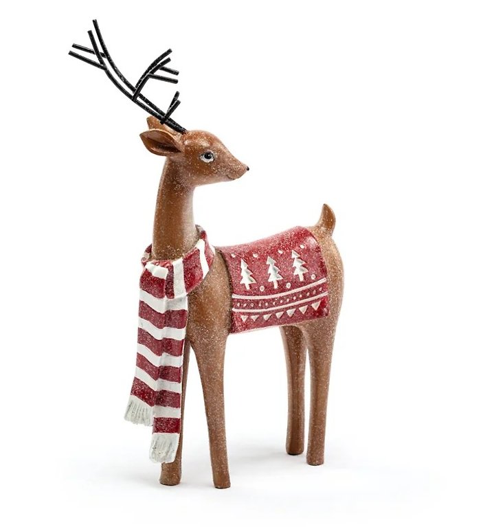 9\" Reindeer with Striped Scarf