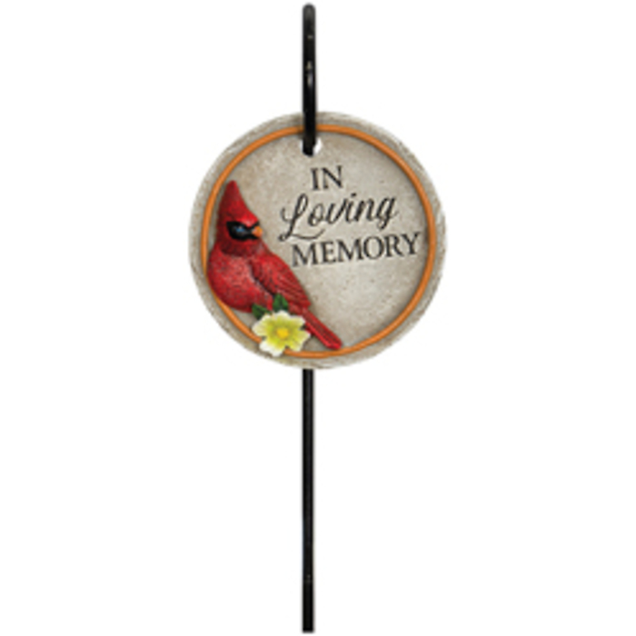 Stone: C12880 Mini Floral Pick Cardinals \"Loving Memory\"