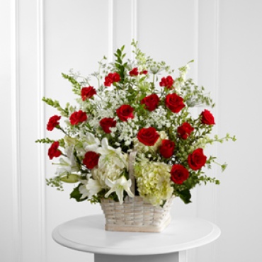 In Loving Memory Basket- White with Red
