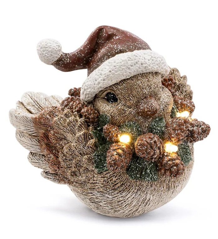 LED Bird with Wreath