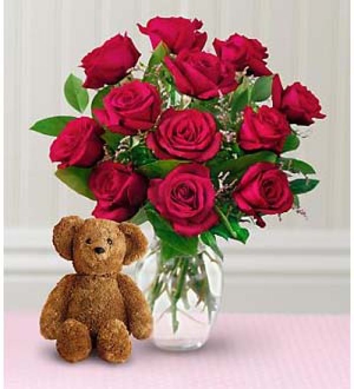 Rose: Red Roses with a Bear