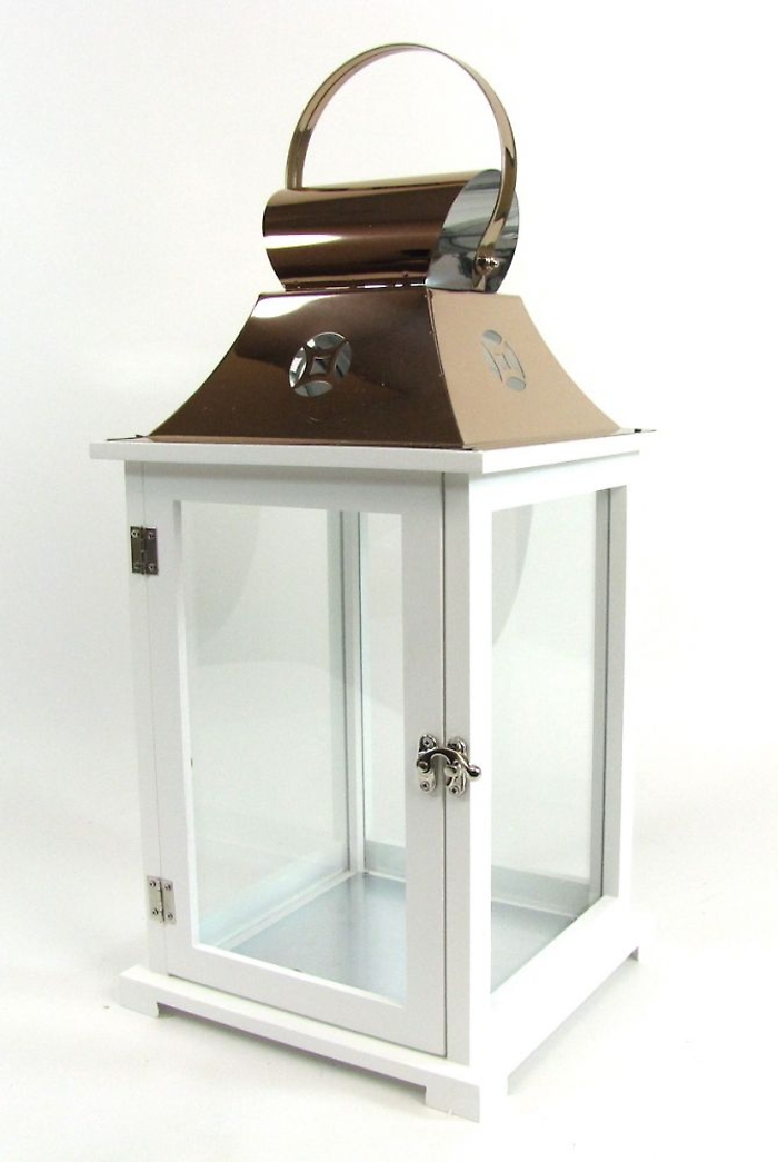 Lantern: C96539 Large Lantern With Copper Top & Candle
