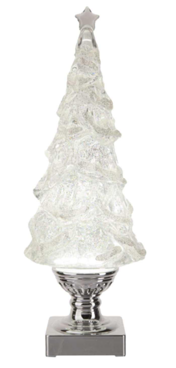 LED: 15\" Silver tipped \"light up\" shimmer tree