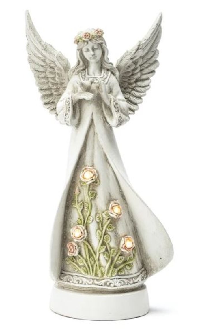 Angel: NP14963 14\" SOLAR Roses & Bird