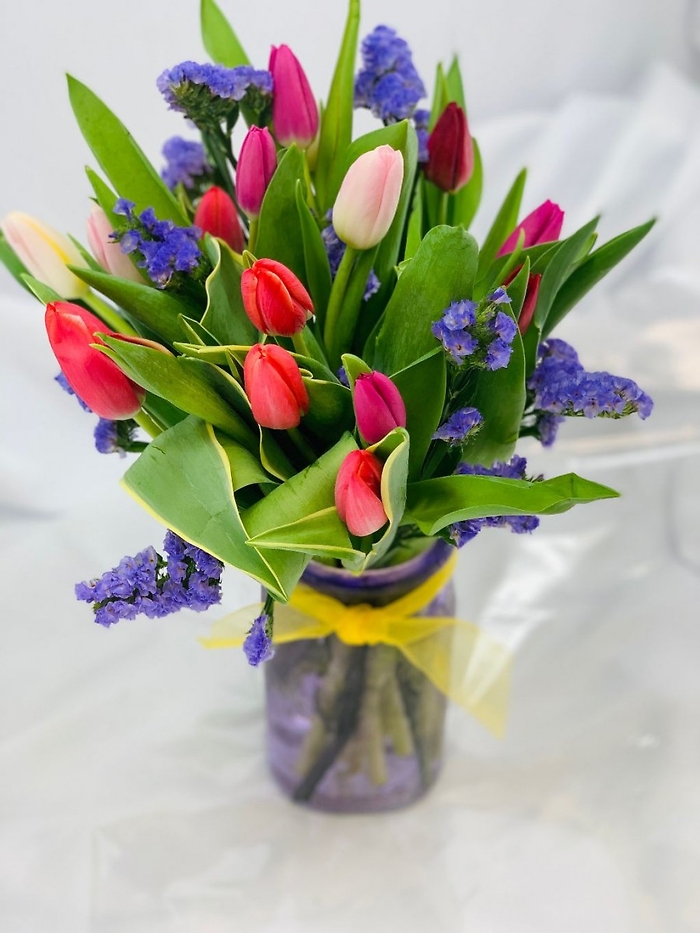 TULIPS in colorful VASE- Armstrong Special