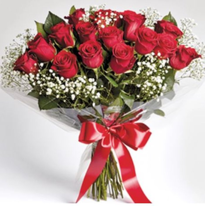 Wrapped 25 red roses