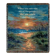 Comfort Throw: Footprints \"I carried you\"